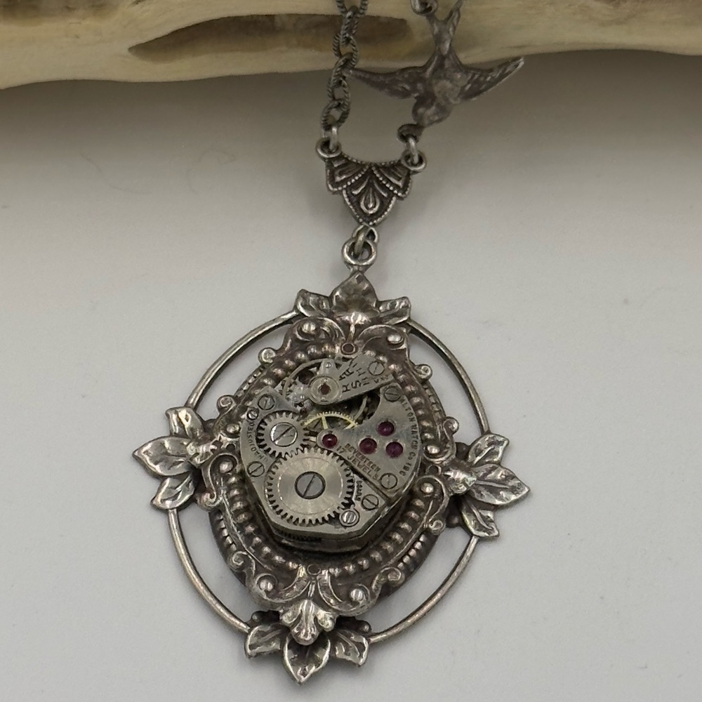 Vintage Silver Steampunk Pendant Necklace